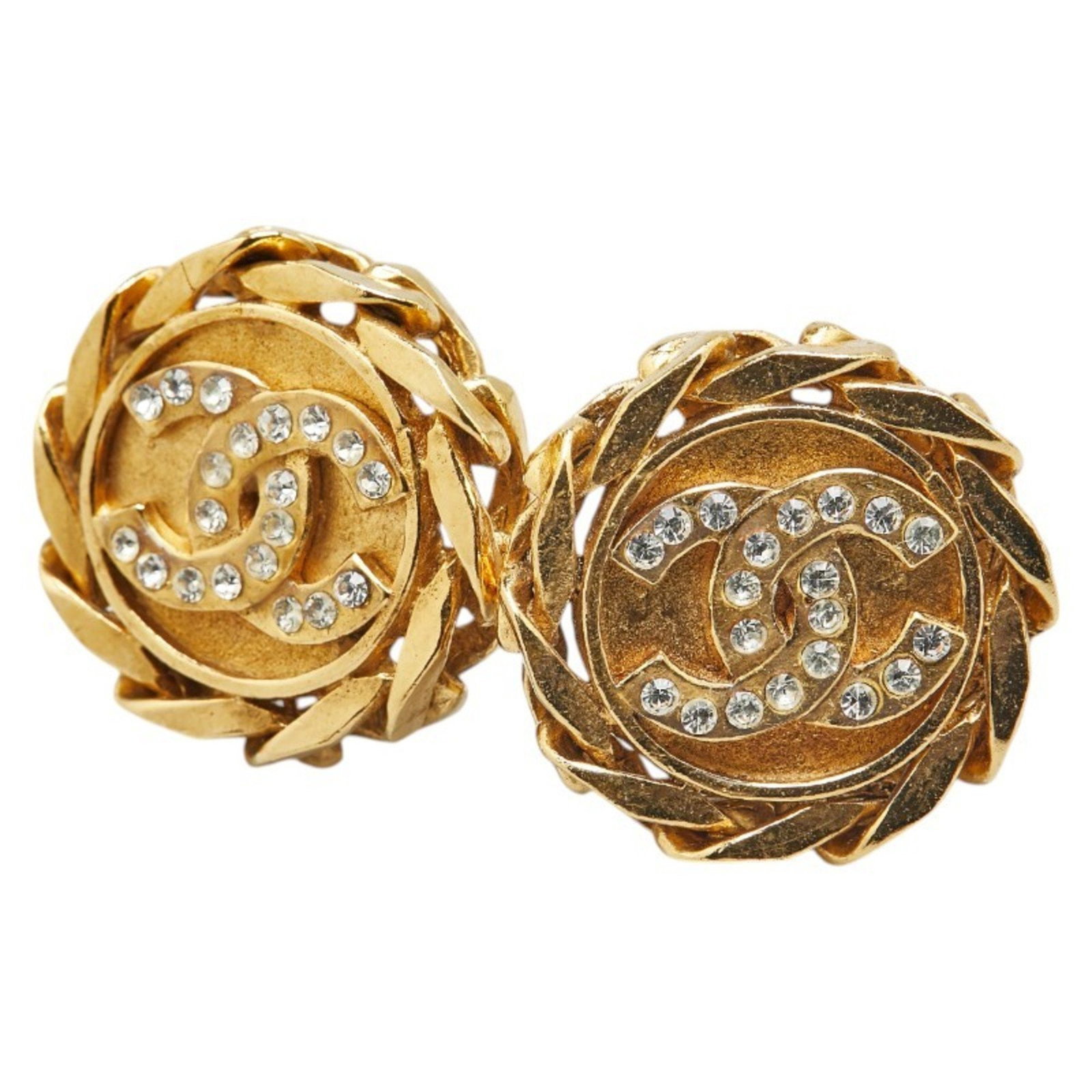Chanel Coco Mark Gold Plated Rhinestone Clip Earrings for Women: Chanel Coco Mark Gold Plated Rhinestone Clip Earrings for Women Elevate your accessory collection with these stunning Chanel Coco Mark Rhinestone Earrings. Designed for women, these elegant clip earri