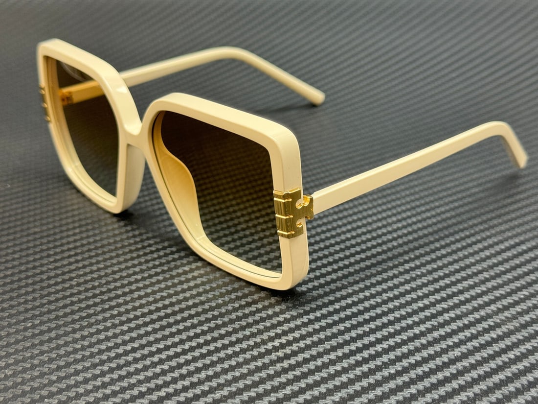 Tory Burch TY9075U 198513 Ivory Brown Gradient Women's Sunglasses: Tory Burch TY9075U 198513 Ivory Brown Gradient Women's Sunglasses Elevate your summer style with these Tory Burch sunglasses, featuring a chic ivory frame and brown gradient lenses. Designed for women