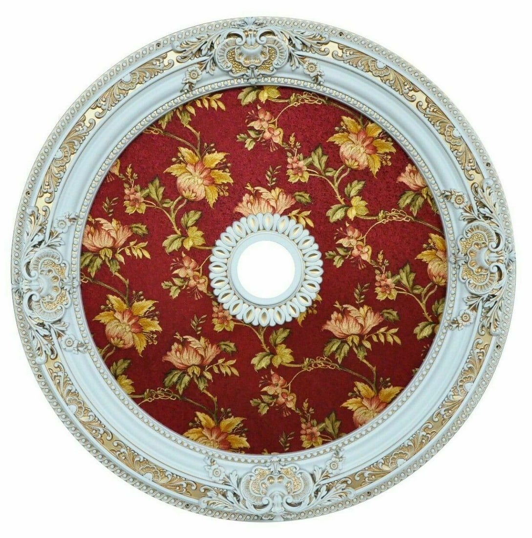 36 Inch Artistry Wild Flower Ceiling Medallion Antique White: 36 Inch Artistry Wild Flower Ceiling Medallion Antique White Enhance your living space with this stunning 36" Round Chandelier Ceiling Medallion, featuring a charming wild flower design that adds a to