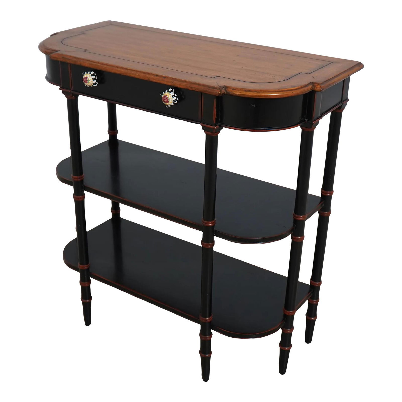 Theodore Alexander Console Atelier Dela Madeleine 33.5" Brown Wood: Theodore Alexander Console Atelier Dela Madeleine 33.5" Brown Wood This exquisite Theodore Alexander Console features Mackenzie Childs hardware, combining elegance with high-quality craftsmanship. Par