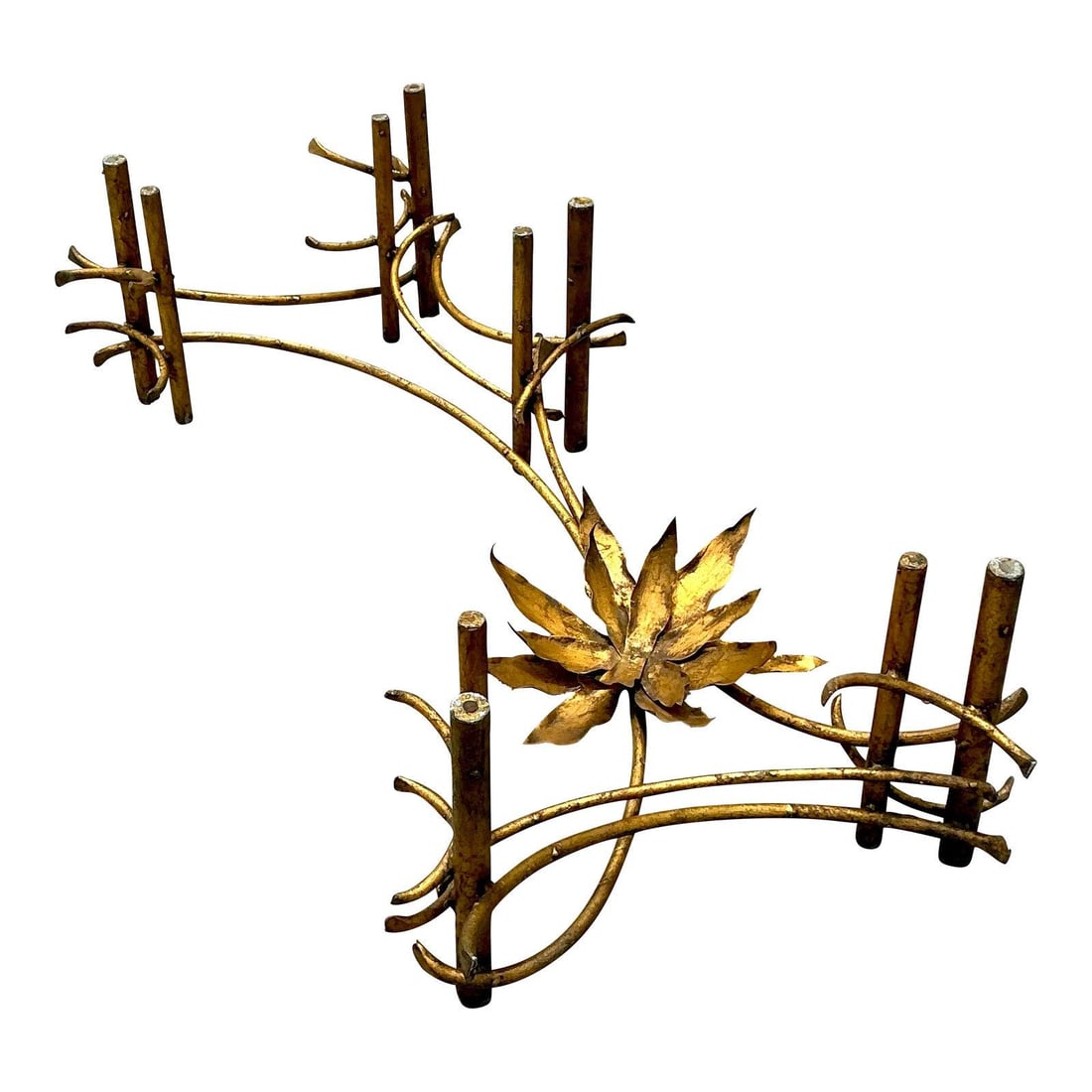 Vintage Boho Lotus Coffee Table Silas Seandel Inspired Gold Metal Glass: Vintage Boho Lotus Coffee Table Silas Seandel Inspired Gold Metal Glass Elevate your living space with this Vintage Boho Lotus Coffee Table, inspired by the iconic designs of Silas Seandel. Showcasing