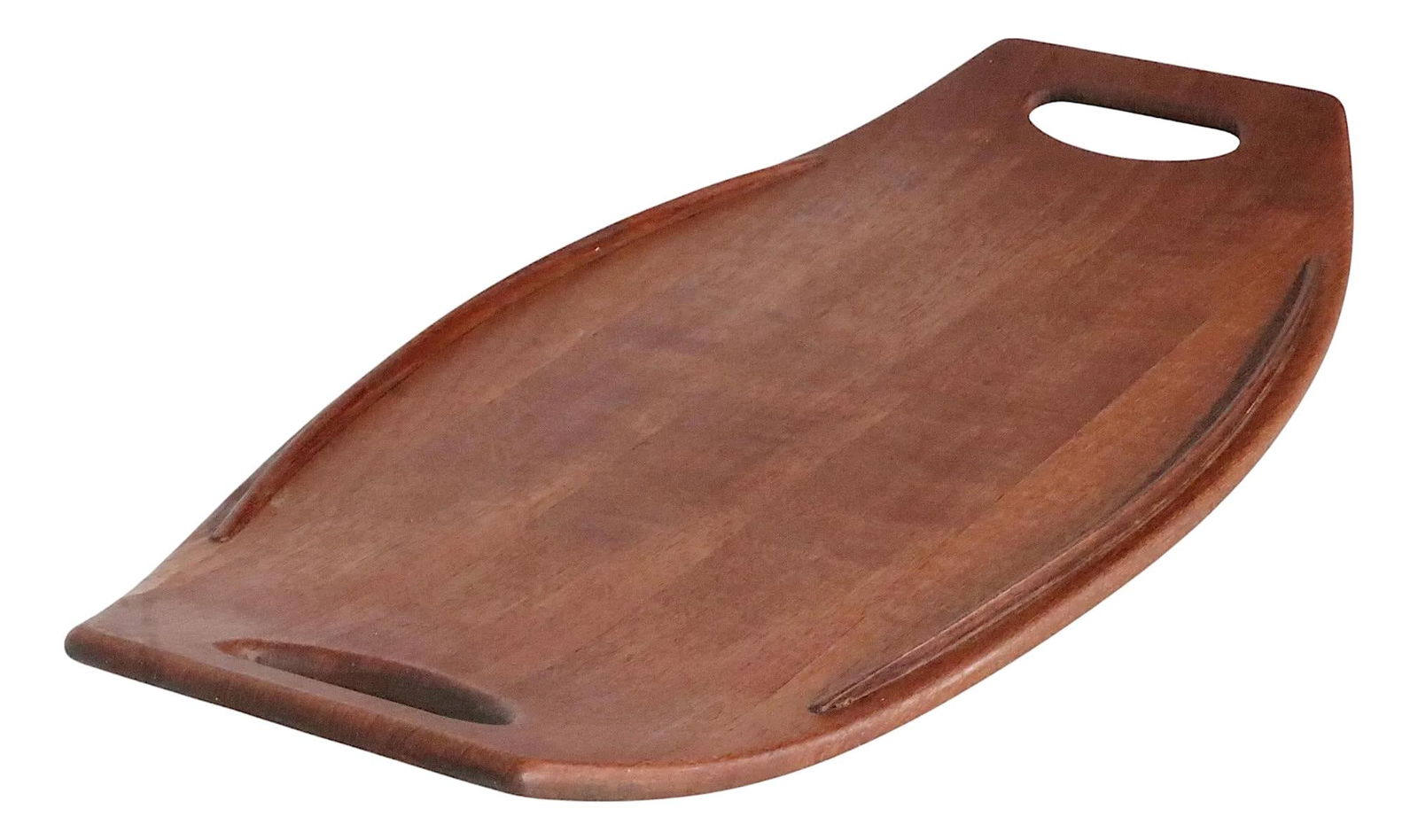 Vintage Jens Quistgaard Teak Surfboard Tray for Dansk 20.5 x 10: Vintage Jens Quistgaard Teak Surfboard Tray for Dansk 20.5 x 10 Danish Mid Century Modern staved teak surfboard tray, designed by Jens Quistgaard, for Dansk. The tray is in very good, clean, ready to