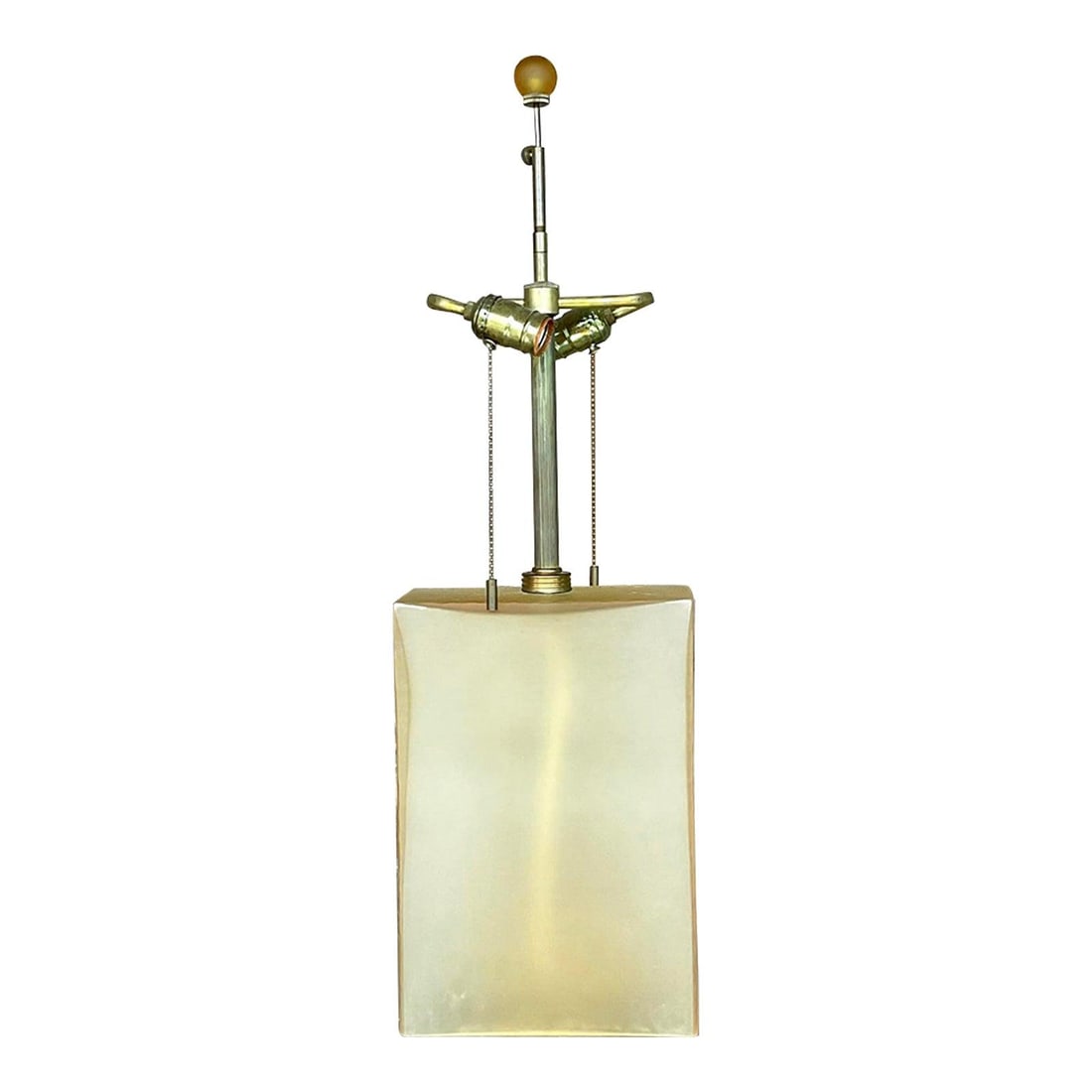 Vintage Boho John Hutton Signed Amber Glass Table Lamp: Vintage Boho John Hutton Signed Amber Glass Table Lamp Illuminate your space with this stunning vintage Boho table lamp crafted by the iconic John Hutton. Featuring a heavy frosted glass body in a chi