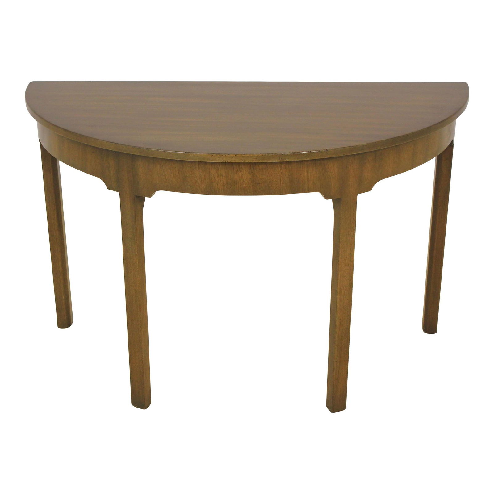 Kittinger Colonial Williamsburg Mahogany Demilune Console Table 48" Chippendale Style: Kittinger Colonial Williamsburg Mahogany Demilune Console Table 48" Chippendale Style This Kittinger Colonial Williamsburg Demilune Console Table is a beautiful piece that showcases traditional crafts