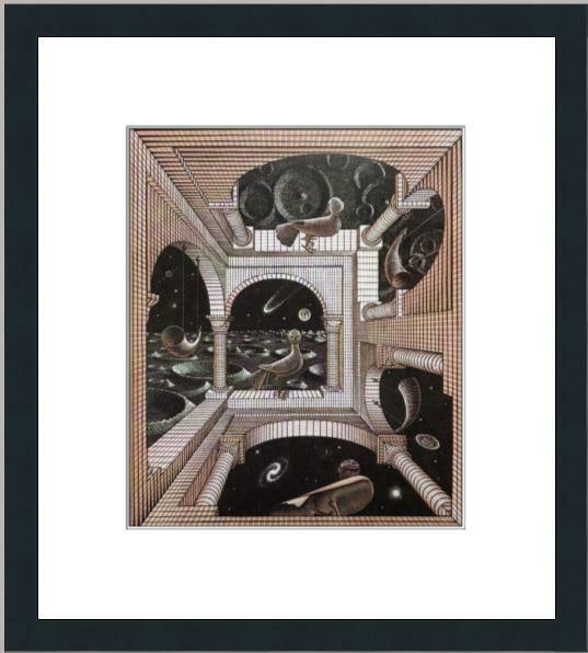 M.C. Escher Other World 2002 Custom Framed Lithograph Art Print 15 x 17: M.C. Escher Other World 2002 Custom Framed Lithograph Art Print 15 x 17 This stunning custom gallery framed print features M.C. Escher's captivating artwork titled "Other World". Created using offset