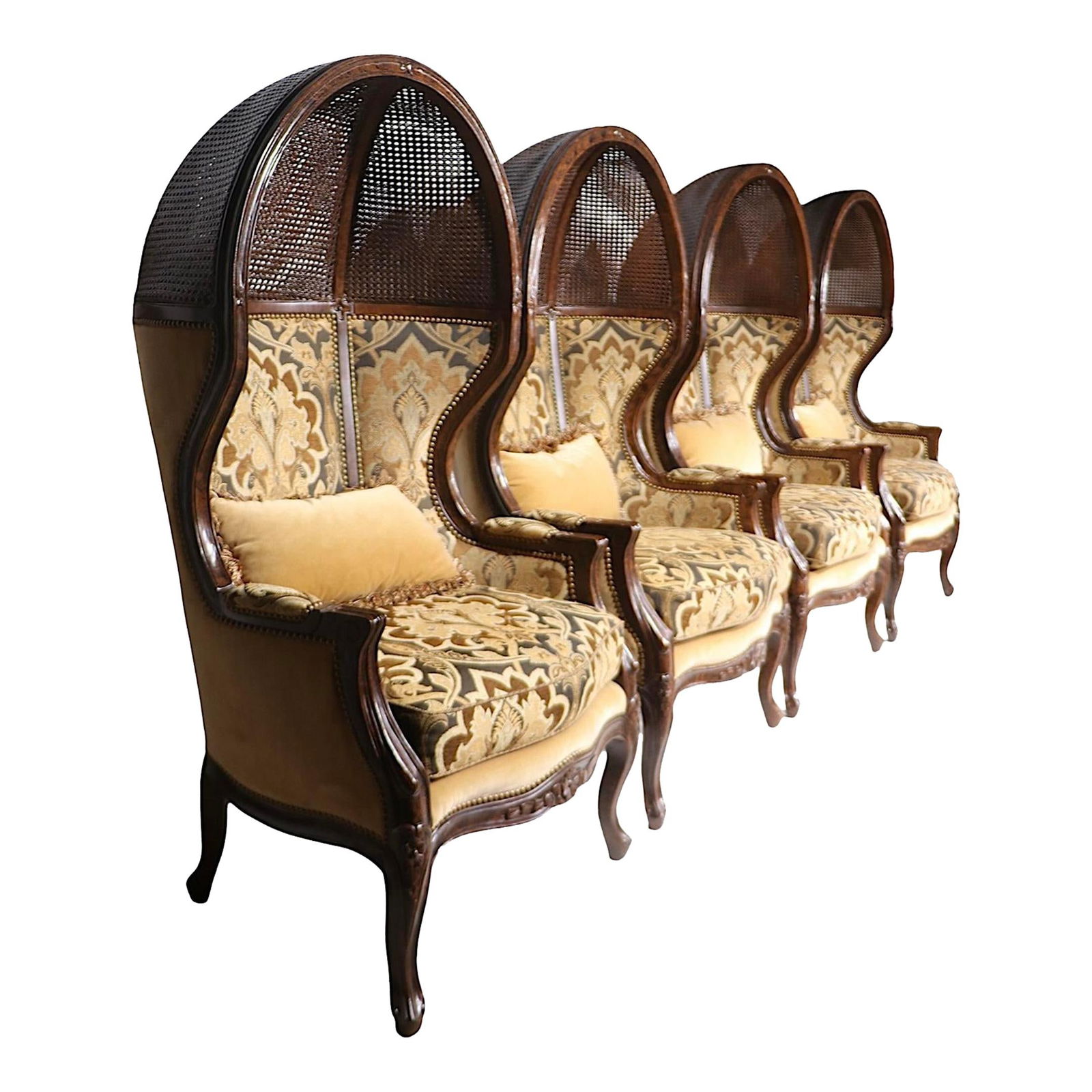 Taylor King French Style Canopy Chair Tan Upholstery 60" High: Taylor King French Style Canopy Chair Tan Upholstery 60" High Chic contemporary version of the classic French, or Italian Canopy Chair form, made by highly respected American furniture maker Taylor Ki