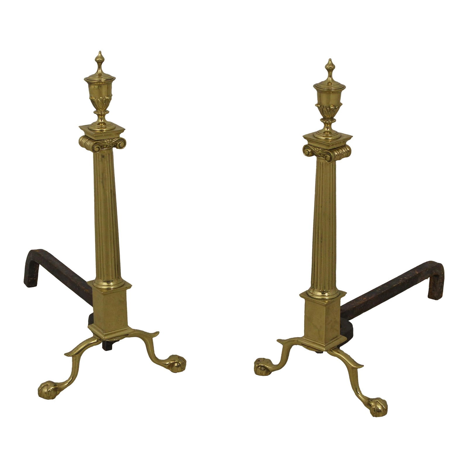 Chippendale Style Brass Fireplace Andiron with Ball & Claw Feet 12 x 24.5 x 26: Chippendale Style Brass Fireplace Andiron with Ball & Claw Feet 12 x 24.5 x 26 This exquisite Chippendale Style Brass Fireplace Andiron showcases a classic design with ball and claw feet, reflecting t