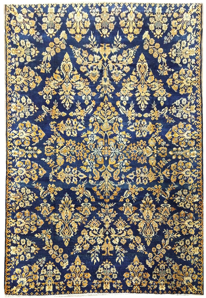 Exquisite 8 x 10 Persian Antique Sarouk Rug Royal Blue Wool: Exquisite 8 x 10 Persian Antique Sarouk Rug Royal Blue Wool Transform your space with the exquisite 8 x 10 Persian Antique Rug Sarouk Mohajeran in Royal Blue. This stunning piece reflects the rich tra