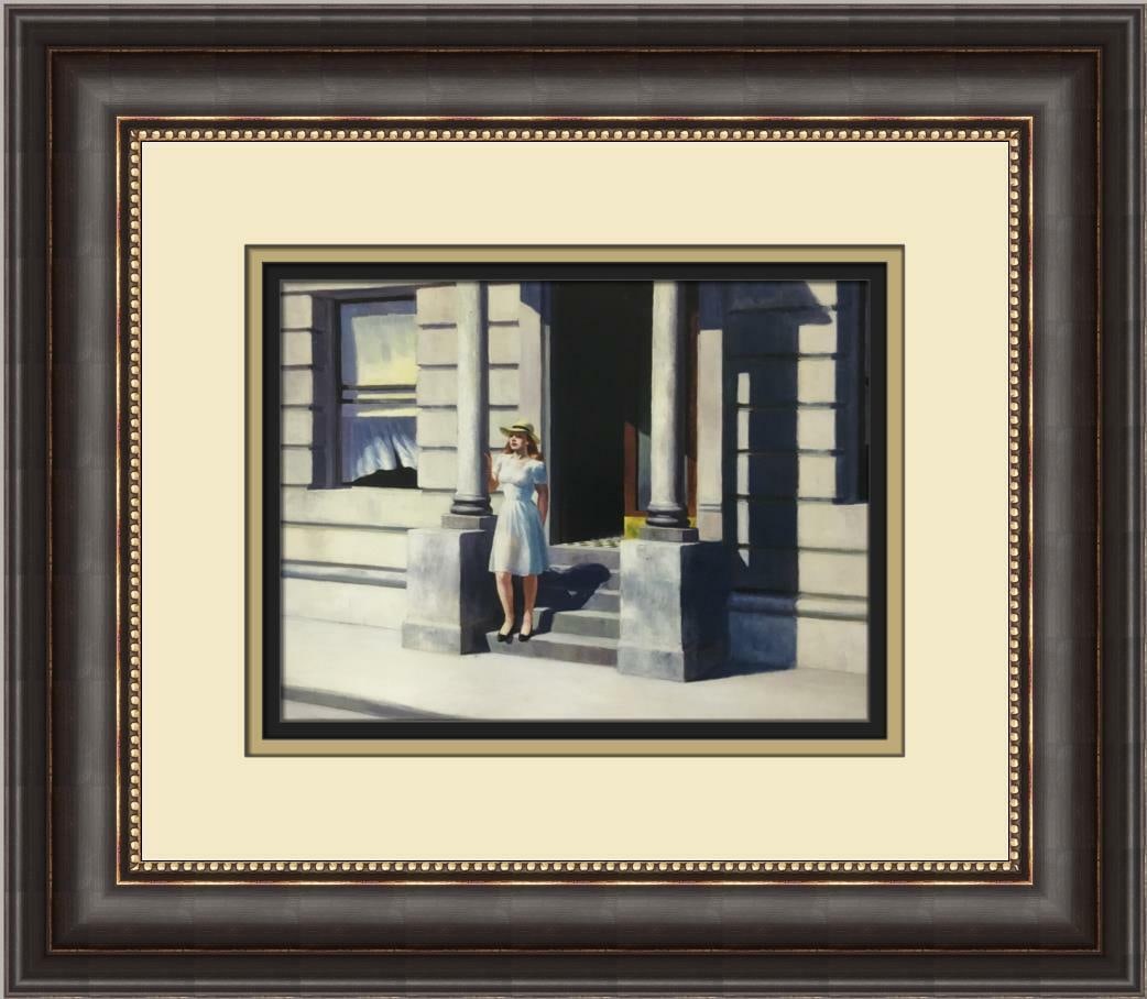 Edward Hopper Summertime Custom Framed Art Print 16.5 x 14.5: Edward Hopper Summertime Custom Framed Art Print 16.5 x 14.5 This beautifully custom framed print titled "Summertime" by Edward Hopper features a landscape orientation and captures figures in a figura