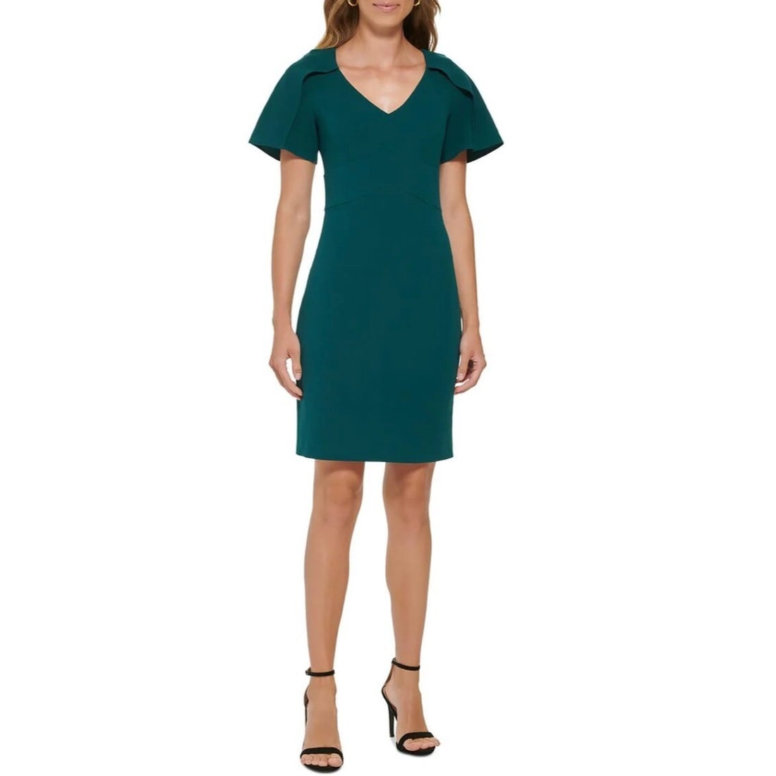 DKNY Women's Forest Green Mini Sheath Dress Size 2 V-Neck: DKNY Women's Forest Green Mini Sheath Dress Size 2 V-Neck Elevate your wardrobe with this stunning DKNY Women's Mini Sheath Dress in a rich forest green color. Designed for formal occasions such as pa