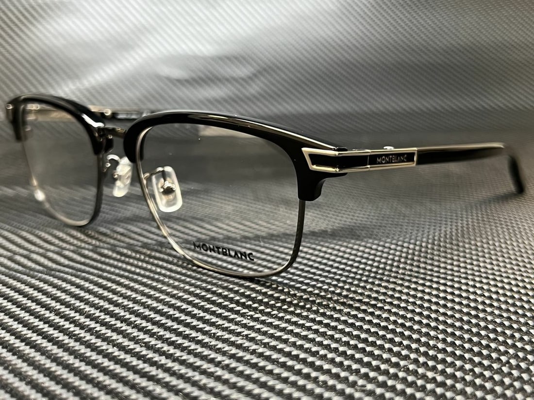Mont Blanc MB0043O 005 Black Rectangle Eyeglasses Made in Italy: Mont Blanc MB0043O 005 Black Rectangle Eyeglasses Made in Italy Elevate your eyewear collection with these Mont Blanc MB0043O 005 black rectangle eyeglasses. Crafted in Italy, these stylish frames fea