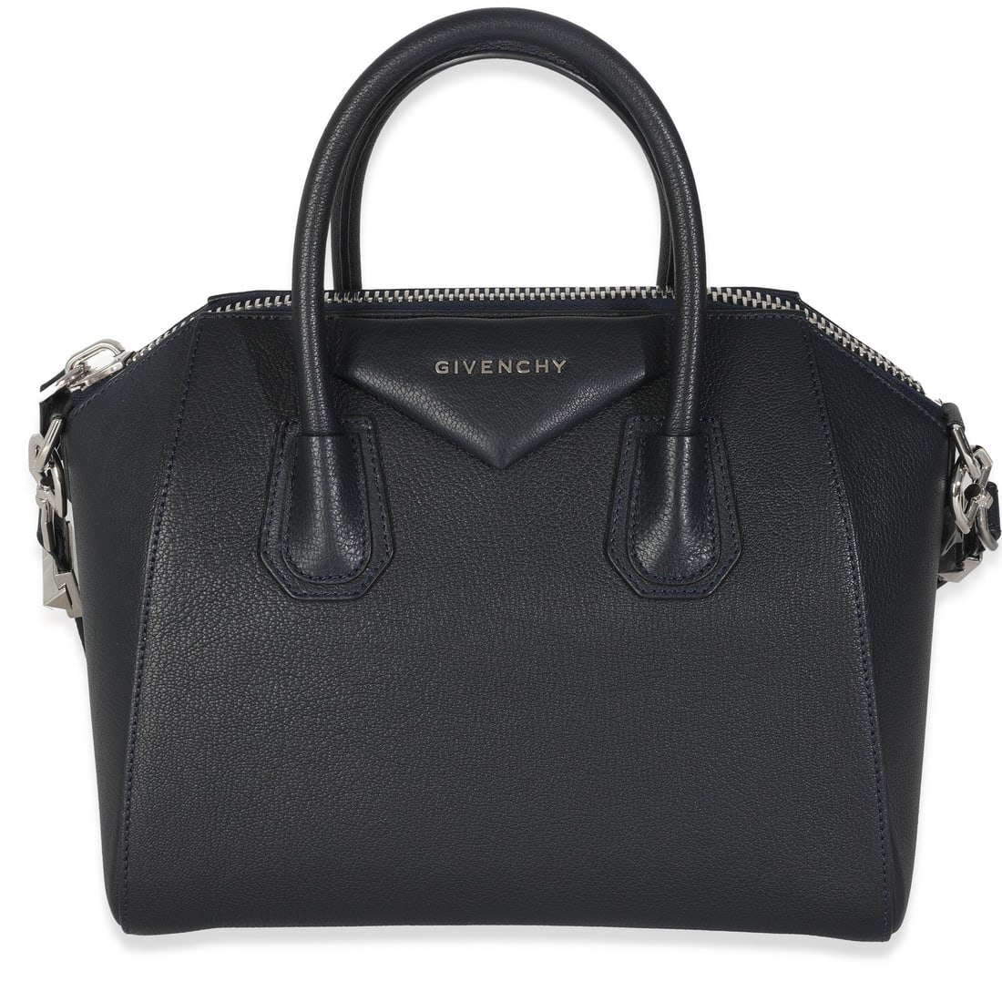 Givenchy Black Leather Small Antigona Shoulder Bag with Dustbag: Givenchy Black Leather Small Antigona Shoulder Bag with Dustbag This Givenchy Small Antigona handbag exemplifies sophistication with its sleek design and premium materials. Crafted from high-quality l