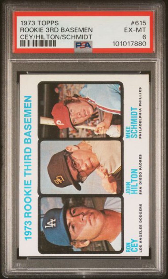 1973 Topps Mike Schmidt #615 Rookie Card PSA 6 Authentic MLB: 1973 Topps Mike Schmidt #615 Rookie Card PSA 6 Authentic MLB This 1973 Topps Mike Schmidt #615 rookie baseball card is a notable collectible, graded PSA 6 EX-MT, ensuring its quality and authenticity.