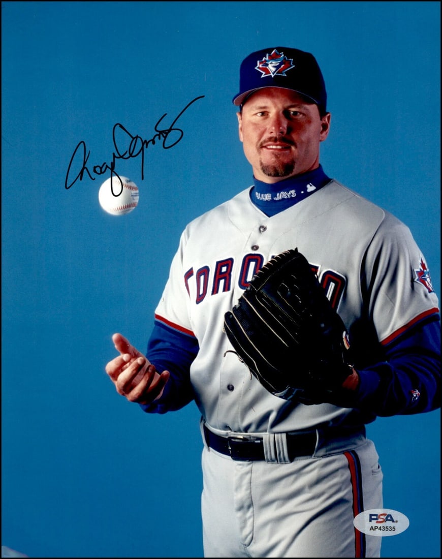 Roger Clemens Signed 8x10 Photo PSA Authenticated Blue Jays: Roger Clemens Signed 8x10 Photo PSA Authenticated Blue Jays This is an original autographed 8x10 photo of baseball legend Roger Clemens, showcasing his time with the Toronto Blue Jays. The autograph h