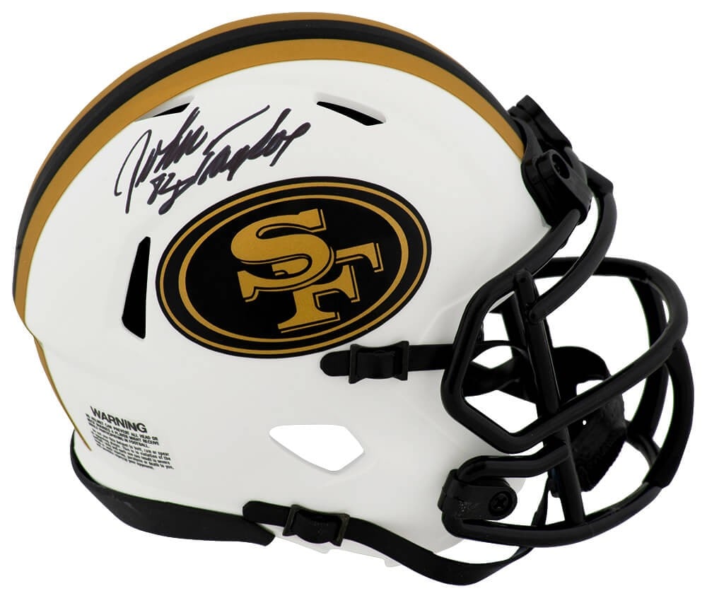 John Taylor Signed San Francisco 49ers Lunar Mini Helmet with COA: John Taylor Signed San Francisco 49ers Lunar Mini Helmet with COA This is a John Taylor signed San Francisco 49ers Lunar Riddell Speed Mini Helmet, a perfect collectible for any football fan. The helm