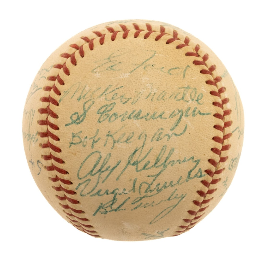 1954 All-Star Game Team Signed Baseball Mantle Williams JSA LOA: 1954 All-Star Game Team Signed Baseball Mantle Williams JSA LOA This exceptional official American League baseball from the 1954 All-Star Game features the signatures of 27 legendary players, includin