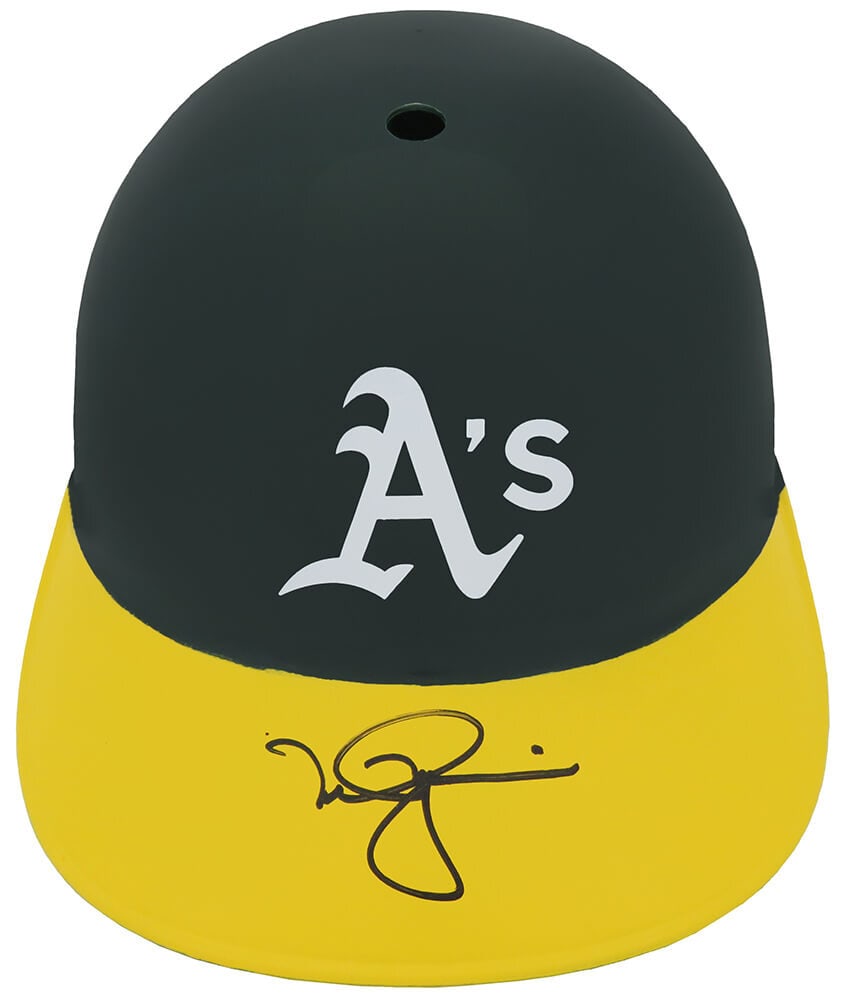 Mark McGwire Signed Oakland A's Helmet with COA: Mark McGwire Signed Oakland A's Helmet with COA This is a signed Oakland Athletics replica souvenir batting helmet by baseball legend Mark McGwire. The helmet features an autograph that has been authe