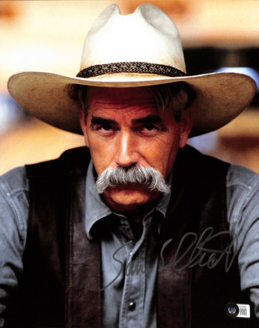 Sam Elliott Signed 11x14 Photo The Big Lebowski Beckett Certified: Sam Elliott Signed 11x14 Photo The Big Lebowski Beckett Certified This is a striking 11x14 photograph featuring Sam Elliott as 'The Stranger' from the iconic film The Big Lebowski. The photograph is s