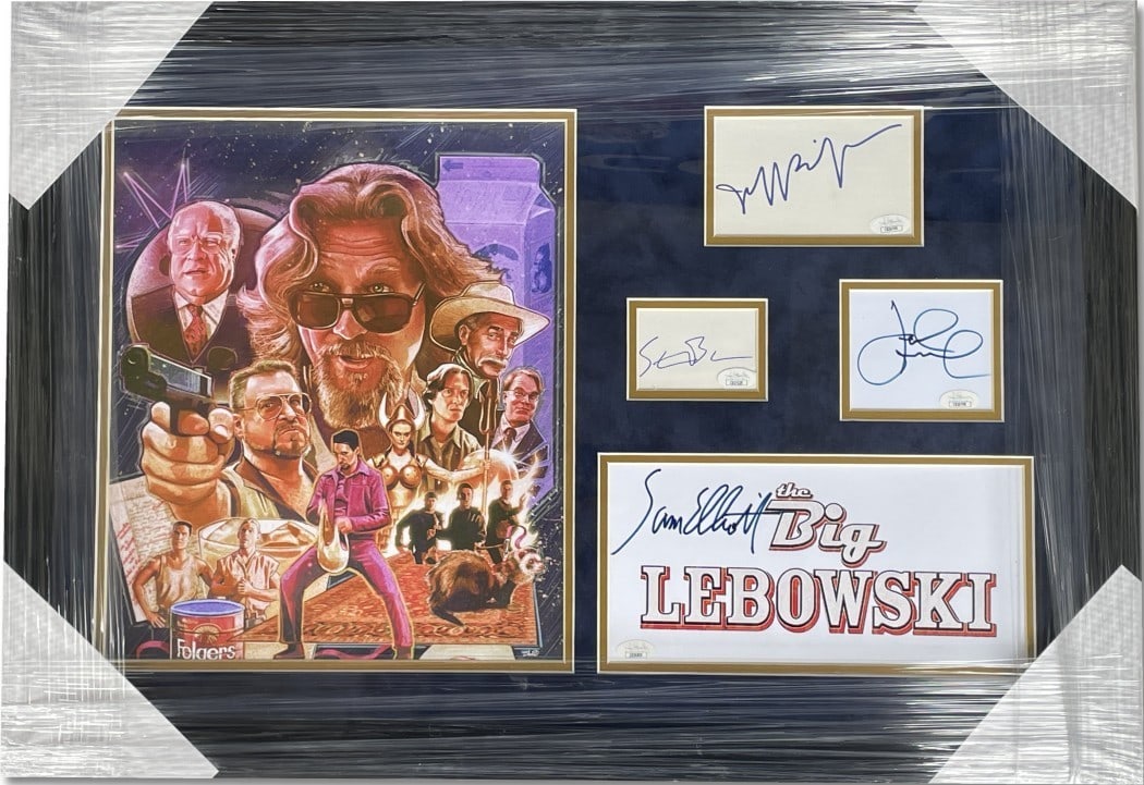 Framed The Big Lebowski Cast Signed Photograph JSA Authenticated: Framed The Big Lebowski Cast Signed Photograph JSA Authenticated This framed photograph features autographs from the iconic cast of The Big Lebowski, including Jeff Bridges, John Goodman, Steve Buscem