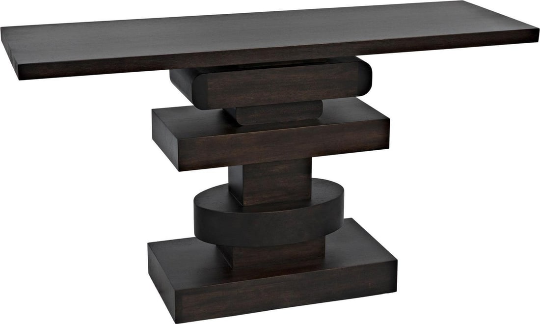 Regency Style Ebony Walnut Console Table 30.5H x 56W x 18D: Regency Style Ebony Walnut Console Table 30.5H x 56W x 18D Elevate your living space with this stunning console table from the Solange collection, showcasing a sophisticated Regency style. Crafted fro