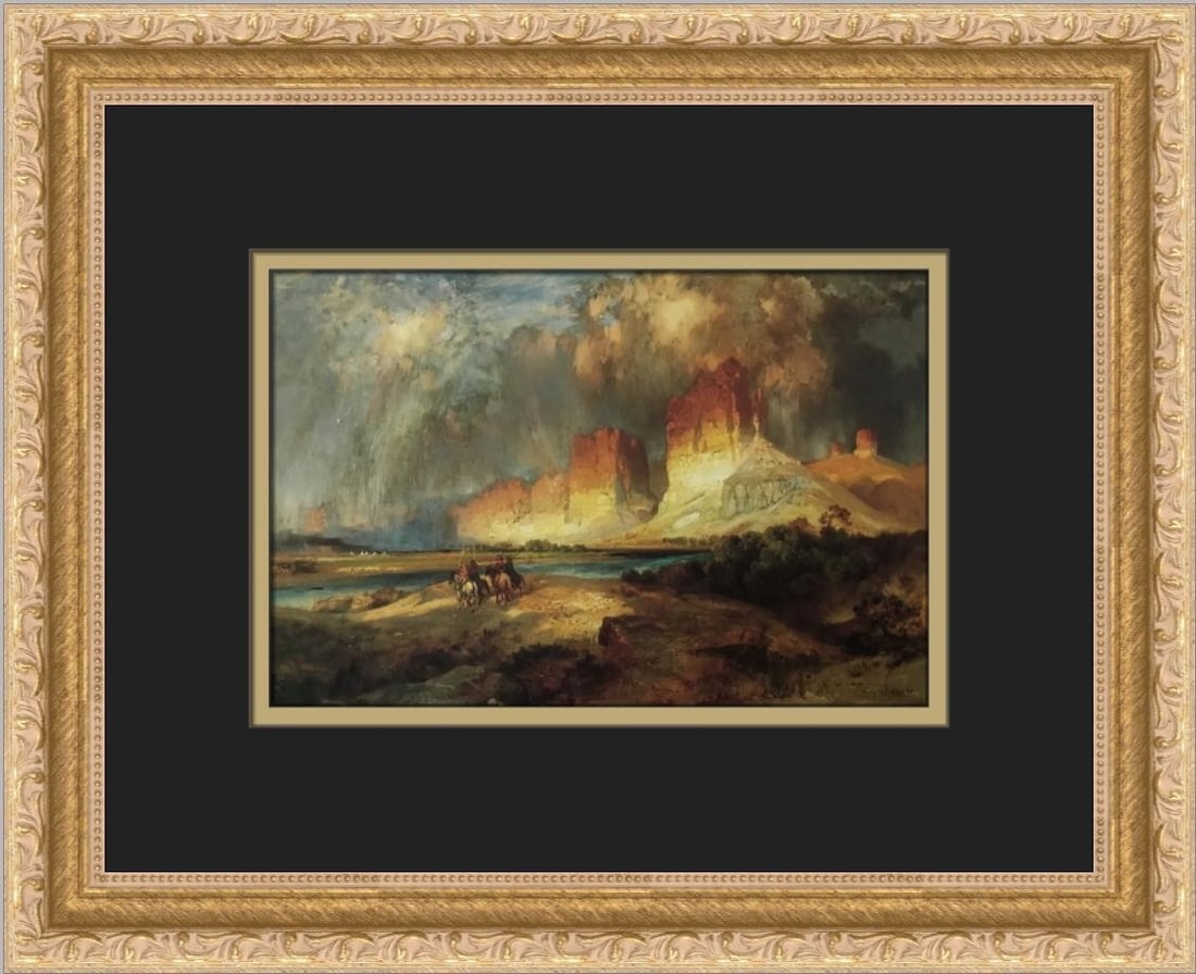 Thomas Moran Cliffs of The Upper Colorado River WY Framed Print 12 x 14: Thomas Moran Cliffs of The Upper Colorado River WY Framed Print 12 x 14 This exquisite custom framed print titled "Cliffs of The Upper Colorado River WY" by Thomas Moran captures the stunning beauty o