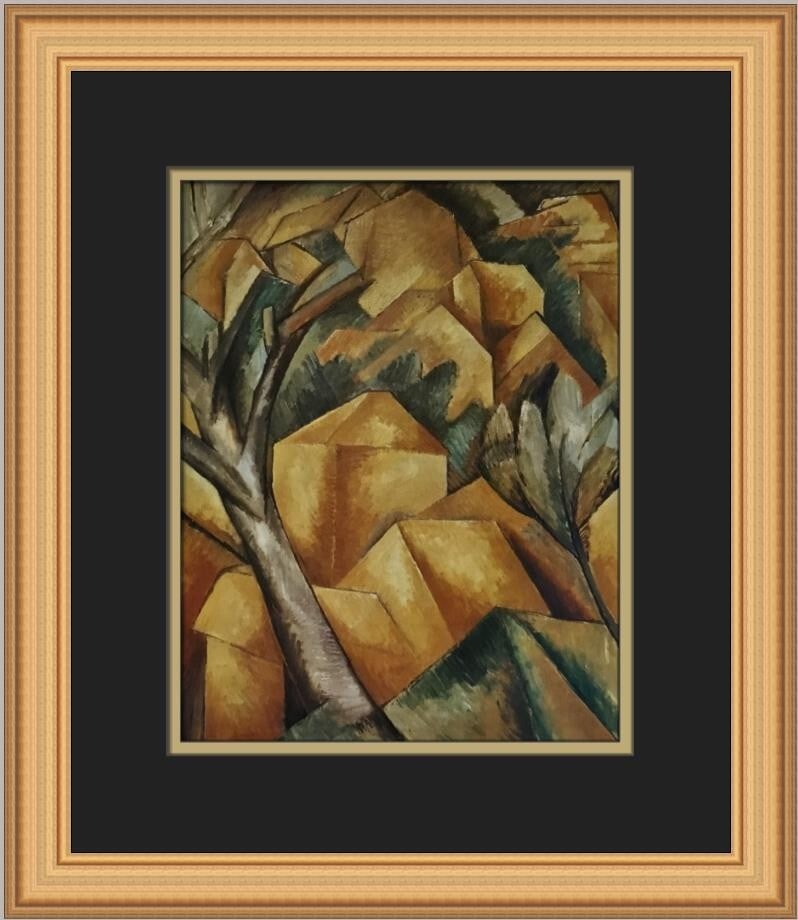 Georges Braque Houses at L'Estaque Custom Framed Print 16 x 14: Georges Braque Houses at L'Estaque Custom Framed Print 16 x 14 This exquisite custom framed print features Georges Braque's iconic work "Houses at L'Estaque," a celebrated piece of Expressionism refle