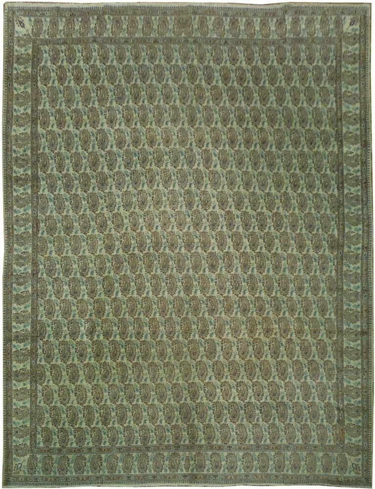 Exquisite 9.9' x 12.7' Handmade Persian Kerman Rug Paisley Pattern: Exquisite 9.9' x 12.7' Handmade Persian Kerman Rug Paisley Pattern Transform your living space with this exquisite 9.9' x 12.7' Persian Kerman Rug, featuring a stunning paisley pattern. Handcrafted by