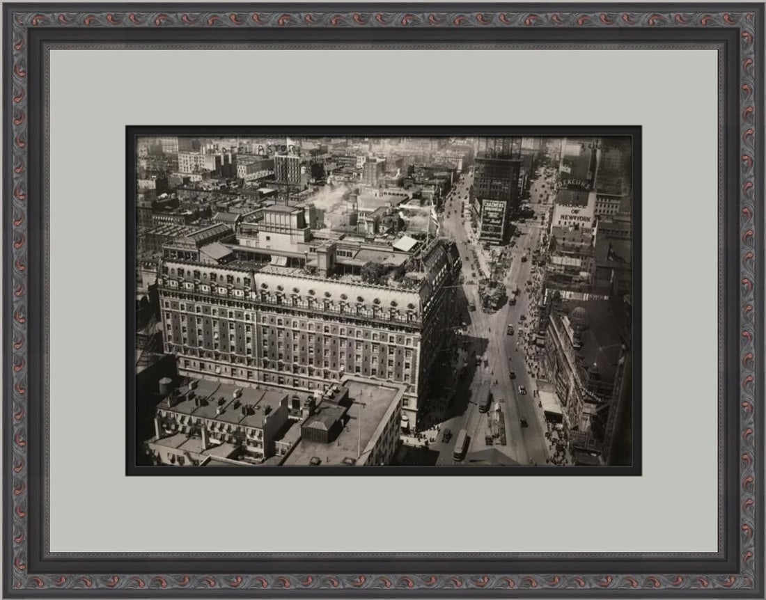 NY 1916 Hotel Astor Times Square Custom Framed Print 14x19 Modernism Art: NY 1916 Hotel Astor Times Square Custom Framed Print 14x19 Modernism Art This custom framed print captures the essence of NY 1916's The Hotel Astor on Times Square. Created using lithography, this bea