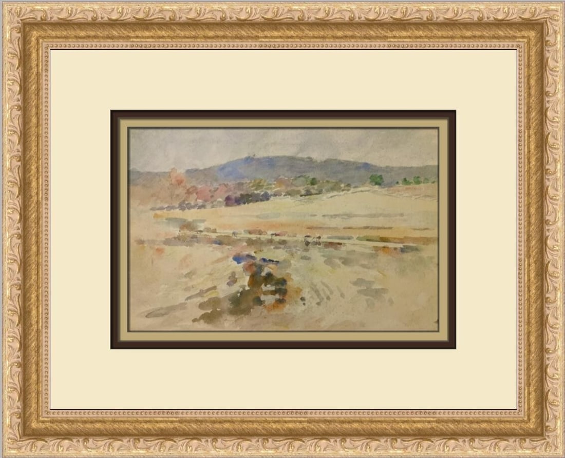 Theodore Robinson Landscape in Antibes Custom Framed Print 11 x 14: Theodore Robinson Landscape in Antibes Custom Framed Print 11 x 14 This stunning custom framed print titled 'Landscape in Antibes' by Theodore Robinson captures the beauty of expressionism and impress