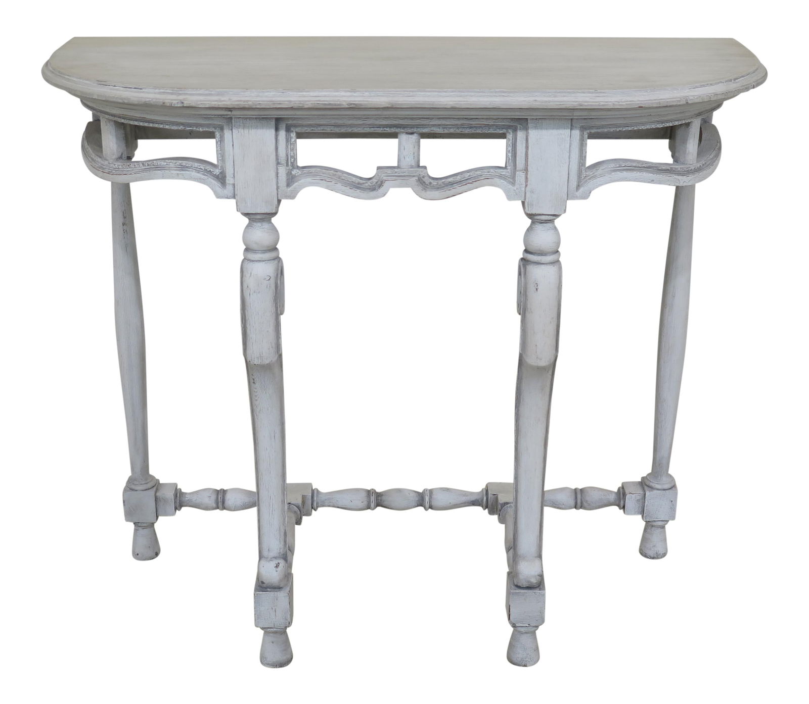 1940s French Console Hall Table White Painted Finish 42 x 18 x 36: 1940s French Console Hall Table White Painted Finish 42 x 18 x 36 This elegant 1940s French style console hall table is beautifully decorated with a white paint finish. It showcases quality constructi