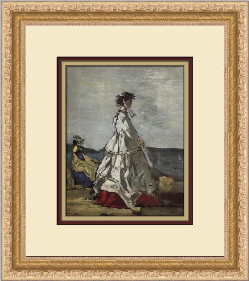 Eugene Boudin Princess Metternich Beach Print 12 x 13 Custom Framed Art: Eugene Boudin Princess Metternich Beach Print 12 x 13 Custom Framed Art This stunning custom framed print titled 'Princess Metternich On The Beach' by artist Eugene Boudin captures the essence of Impr