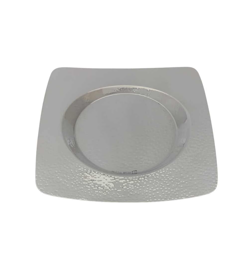 Italian 925 Sterling Silver Handmade Hammered Round Tray Coaster 7.5 Inch: Italian 925 Sterling Silver Handmade Hammered Round Tray Coaster 7.5 Inch This exquisite Italian 925 Sterling Silver handmade round plate tray coaster showcases a modern design with a beautifully hamm