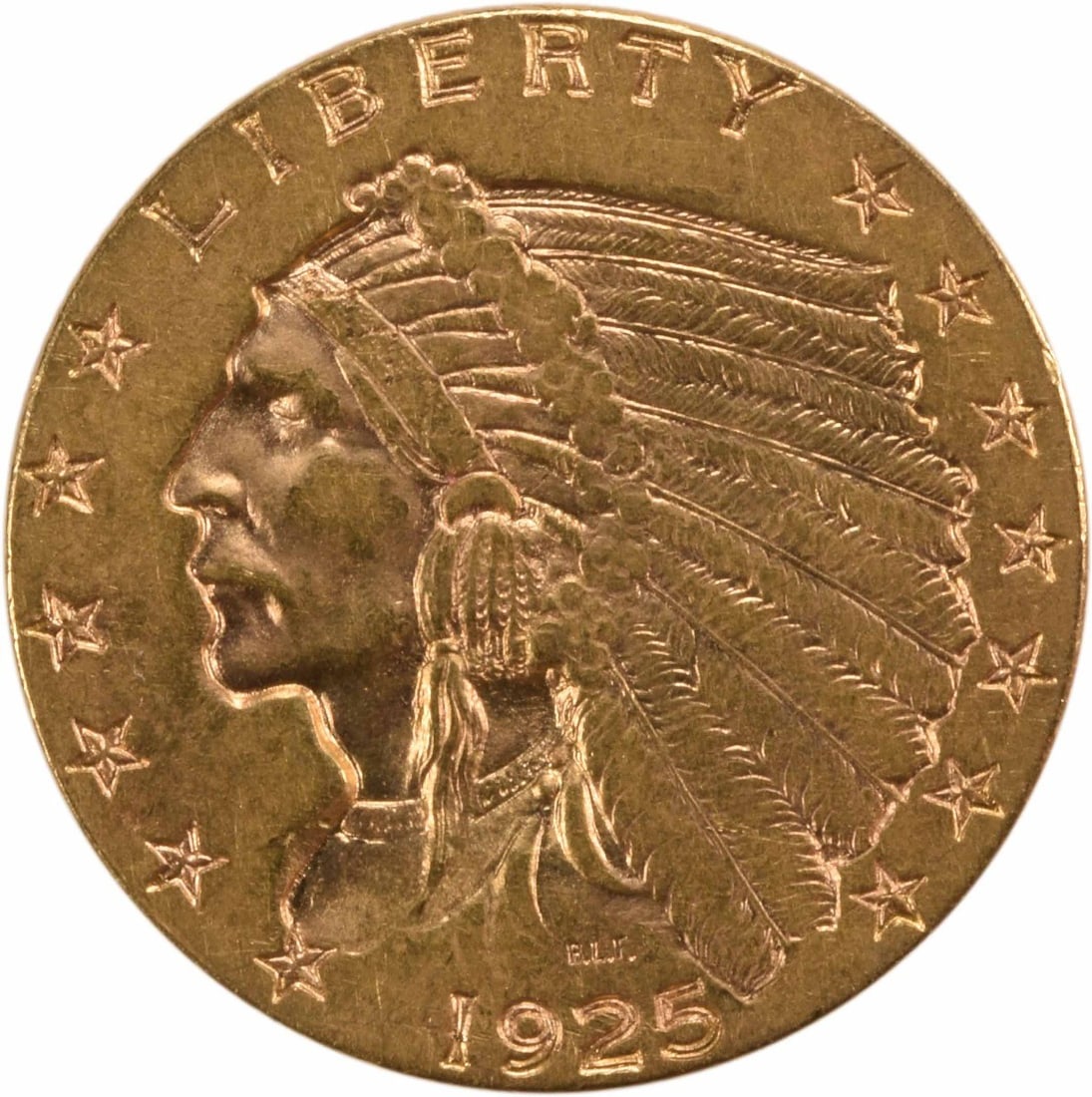 1925-D $2.50 Gold Indian Coin by Bela Lyon Pratt AU: 1925-D $2.50 Gold Indian Coin by Bela Lyon Pratt AU This 1925-D $2.50 Gold Indian coin features a stunning design by Bela Lyon Pratt, showcasing the rich history of American coinage. It is categorized