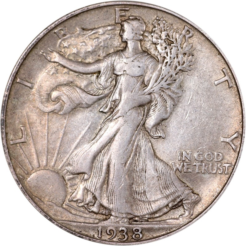 1938-D Walking Liberty Half Coin 90% Silver Key Date: 1938-D Walking Liberty Half Coin 90% Silver Key Date This 1938-D Walking Liberty Half is a key date coin that showcases the iconic design of the Walking Liberty series. Minted in Denver, this coin is 