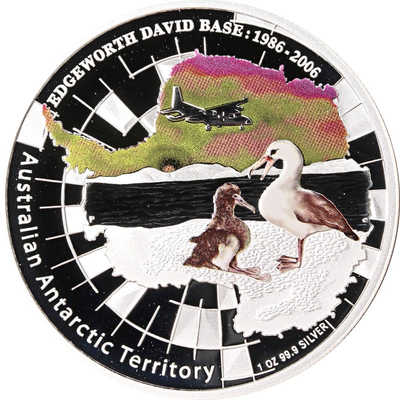 2006 Australia 1 Oz Silver $1 Edgeworth David Colorized Coin 999 Fine: 2006 Australia 1 Oz Silver $1 Edgeworth David Colorized Coin 999 Fine This stunning 2006 Australia 1 Oz Silver $1 coin features a striking colorized design of Edgeworth David and is crafted from 999 f