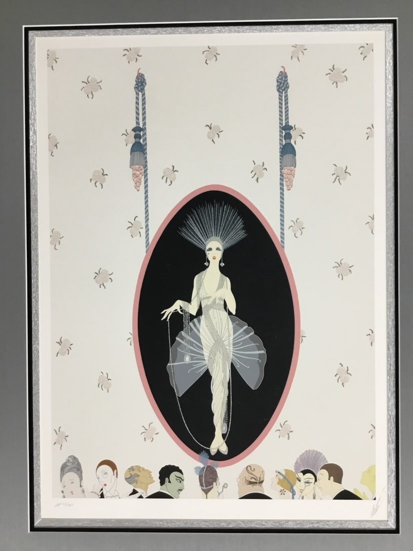 Erte The Portrait Artist Proof Framed Lithograph 43 x 36: Erte The Portrait Artist Proof Framed Lithograph 43 x 36 This stunning lithograph titled "The Portrait" by the renowned artist Erte is a captivating representation of Art Deco style, showcasing the el