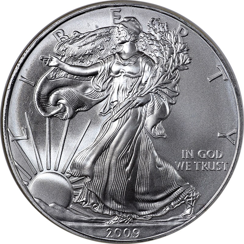 2009 NGC MS69 Silver American Eagle Early Releases Coin: 2009 NGC MS69 Silver American Eagle Early Releases Coin This 2009 Silver American Eagle $1 coin is certified by NGC and graded MS69, indicating it is in near-perfect condition. The coin features a com