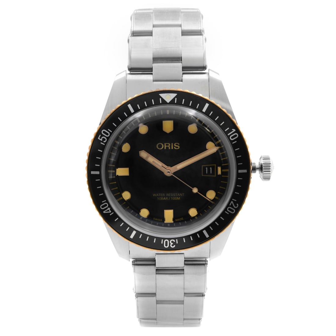 Oris Diver Sixty-Five Automatic Black Dial Watch 42mm with Box and Papers: Oris Diver Sixty-Five Automatic Black Dial Watch 42mm with Box and Papers Introducing the Oris Diver Sixty-Five Steel Bronze Black Dial Automatic Watch, a perfect blend of style and functionality. Thi