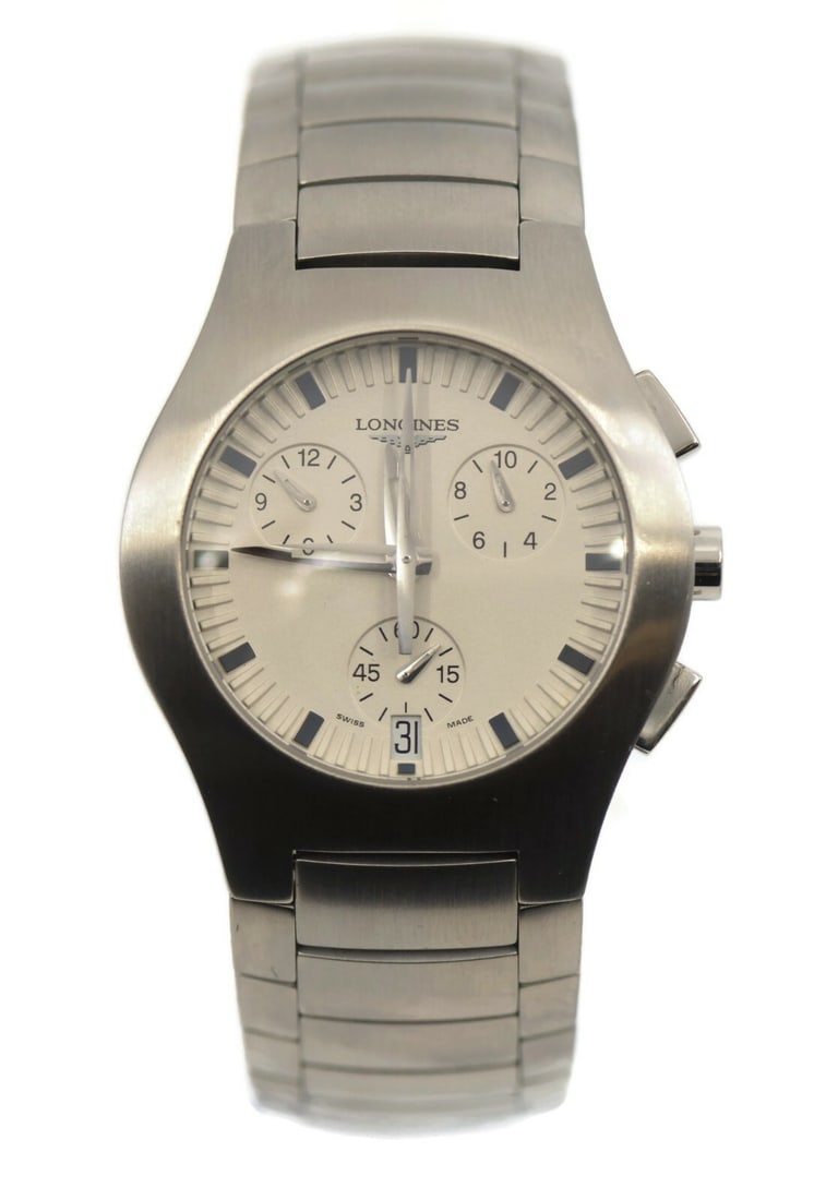 Longines Opposition Chronograph Stainless Steel Watch Ref L3.618.4 38mm: Longines Opposition Chronograph Stainless Steel Watch Ref L3.618.4 38mm Introducing the Longines Opposition Chronograph, a sophisticated stainless steel wristwatch designed for precision and style. Th