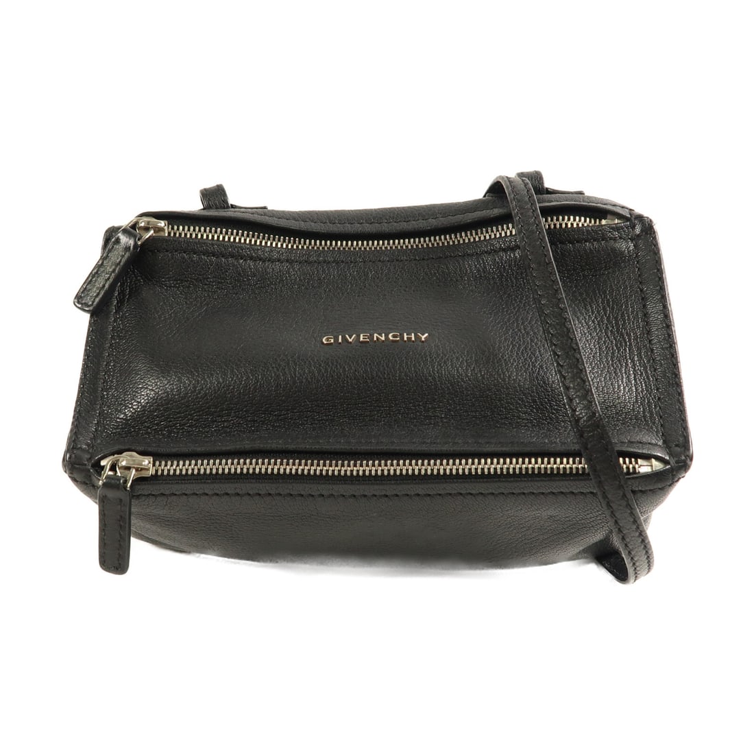GIVENCHY Black Calfskin Leather Shoulder Bag: GIVENCHY Black Calfskin Leather Shoulder Bag This GIVENCHY shoulder bag is crafted from high-quality calfskin leather in a sophisticated black finish. Its sleek design features a spacious interior sui