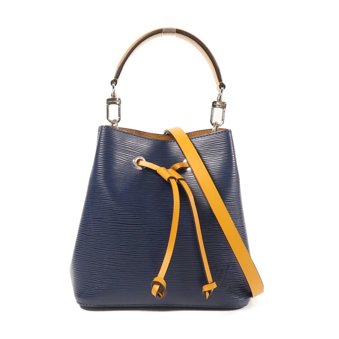 LOUIS VUITTON Neo Noe BB 2 Way Shoulder Bag Epi Leather Navy/Yellow: LOUIS VUITTON Neo Noe BB 2 Way Shoulder Bag Epi Leather Navy/Yellow Introducing the LOUIS VUITTON Neo Noe BB 2 Way Bag, expertly crafted from premium calfskin leather in a striking navy hue. This vers