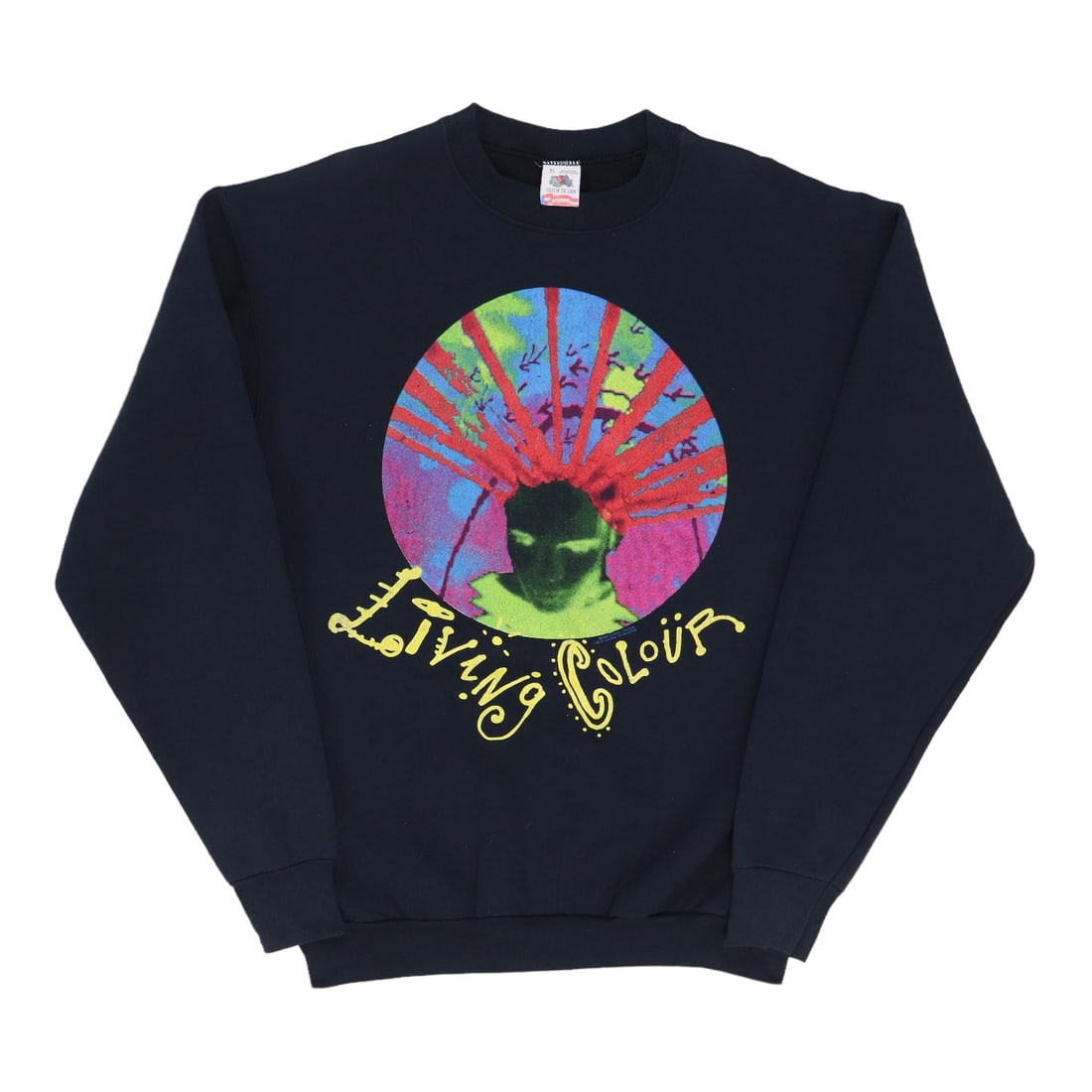 Vintage 1988 Living Colour Vivid Black Sweatshirt XL: Vintage 1988 Living Colour Vivid Black Sweatshirt XL Explore this original vintage 1988 Living Colour Vivid Sweatshirt, a genuine piece from the iconic era of the late 1980s. Crafted from a comfortabl