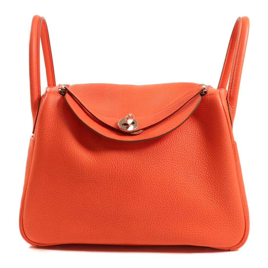 HERMES Lindy 30 2 Way Shoulder Bag Bougainvillier Clemence Leather: HERMES Lindy 30 2 Way Shoulder Bag Bougainvillier Clemence Leather Introducing the exquisite HERMES Lindy 30 2 Way Shoulder Bag, crafted from luxurious Clemence leather in a striking Bougainvillier re