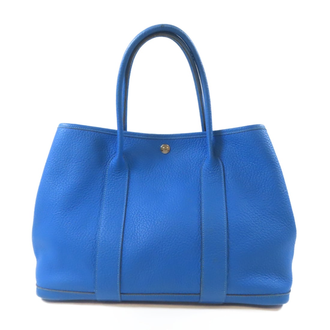 HERMES Garden Party PM Tote Bag Blue Calfskin Shoulder Handbag: HERMES Garden Party PM Tote Bag Blue Calfskin Shoulder Handbag Introducing the HERMES Garden Party PM Tote Bag, a chic and versatile accessory crafted from premium calfskin (cowhide) in a striking blu