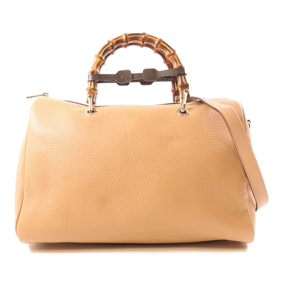 GUCCI GG 2 Way Shoulder Bag Beige Calfskin Leather with Bamboo: GUCCI GG 2 Way Shoulder Bag Beige Calfskin Leather with Bamboo Elevate your accessory collection with this stunning GUCCI GG 2 Way Shoulder Bag. Crafted from premium beige calfskin leather, this versa