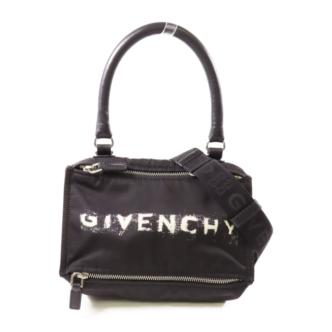 GIVENCHY SHW Pandora Black Nylon 2Way Shoulder Bag: GIVENCHY SHW Pandora Black Nylon 2Way Shoulder Bag Introducing the GIVENCHY SHW Pandora 2Way Shoulder Bag, crafted from durable black nylon. This stylish bag features a versatile design that allows fo