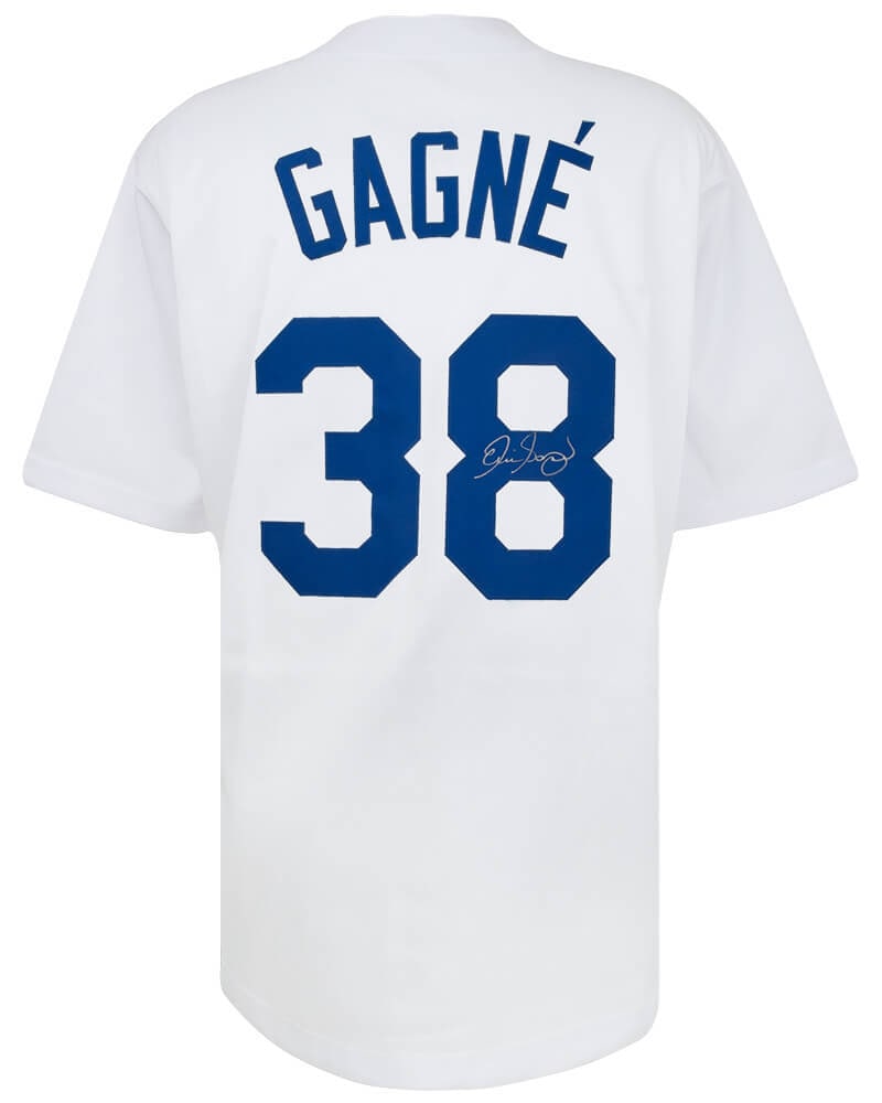 Eric Gagne Signed Dodgers White Custom Jersey with COA: Eric Gagne Signed Dodgers White Custom Jersey with COA This is an original signed white custom baseball jersey from Eric Gagne, the celebrated pitcher for the Los Angeles Dodgers. The jersey features