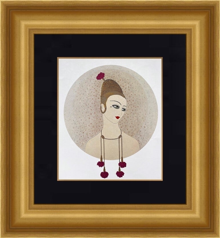 Erte Carnations Art Deco Print Custom Framed Gold Leaf 18x21: Erte Carnations Art Deco Print Custom Framed Gold Leaf 18x21 This exquisite custom framed print titled 'Carnations' by the renowned artist Erte showcases a stunning Art Deco style. Measuring 18 inches