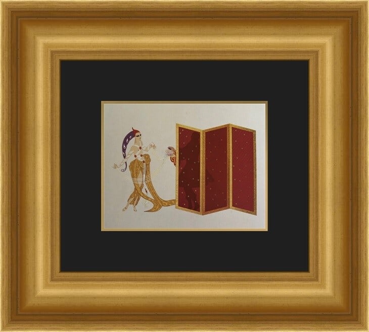 Erte Art Deco Print The Mystery of Courtesam Custom Framed 17 x 19: Erte Art Deco Print The Mystery of Courtesam Custom Framed 17 x 19 This exquisite print titled "The Mystery of Courtesam" by the renowned artist Erte is a stunning example of Art Deco style. This piec