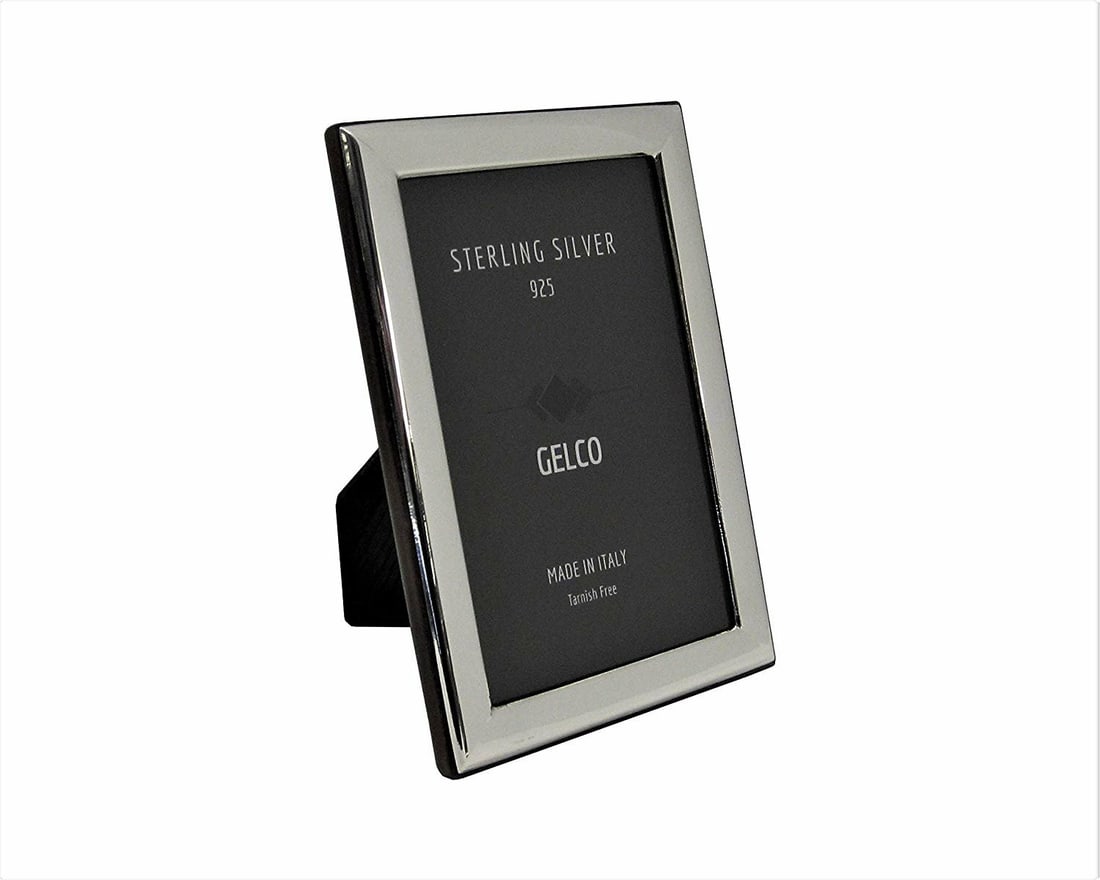 Gelco 925 Sterling Silver Wooden Back 5x7 Photo Frame: Gelco 925 Sterling Silver Wooden Back 5x7 Photo Frame Showcase your cherished memories with this elegant Gelco 925 Sterling Silver & Wooden Back Picture Frame. Designed to hold a 5x7 photo, this frame